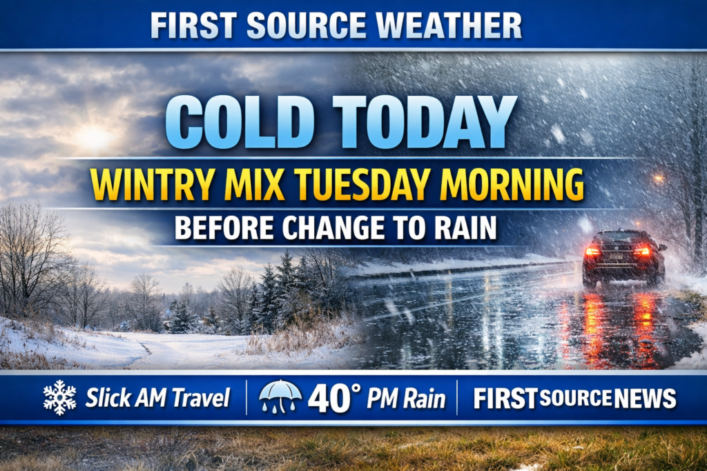 COLD TODAY — WINTRY MIX TUESDAY MORNING BEFORE CHANGE TO RAIN - First ...